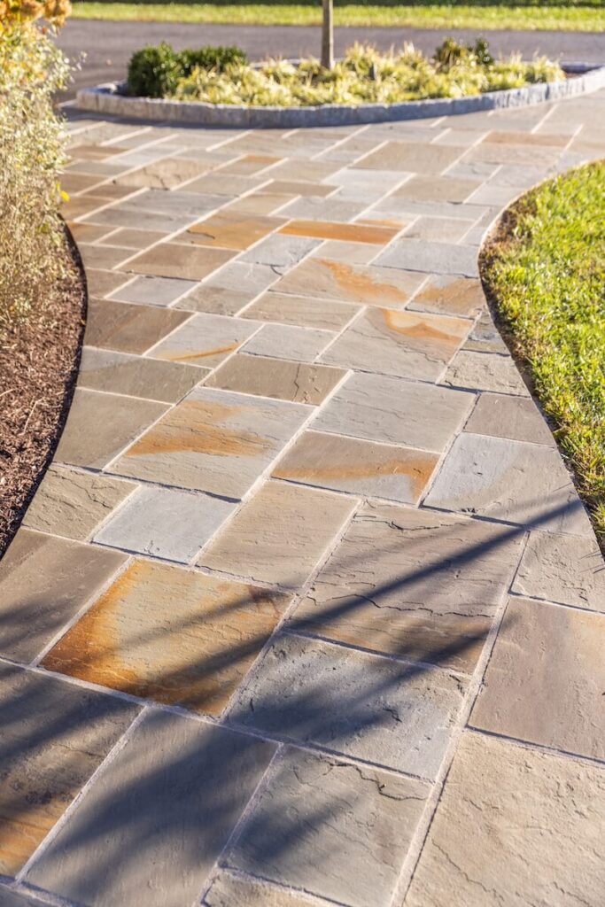 Flagstone Walkway with Granite Curb