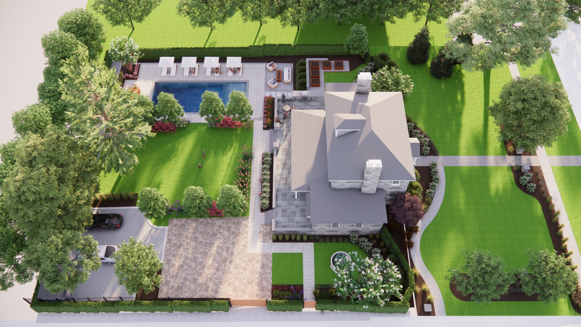 3D Model Landscape Design with Swimming Pool