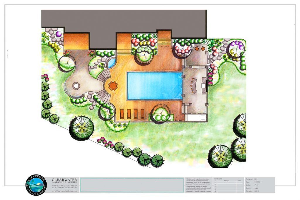 rear yard with swimming pool design plan