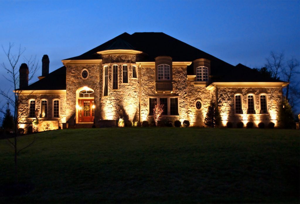 Stone House with Accent Lighting
