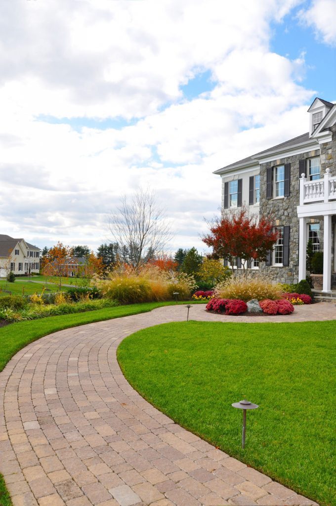 Paver Walkway and Landscape Plantings Path Lighting
