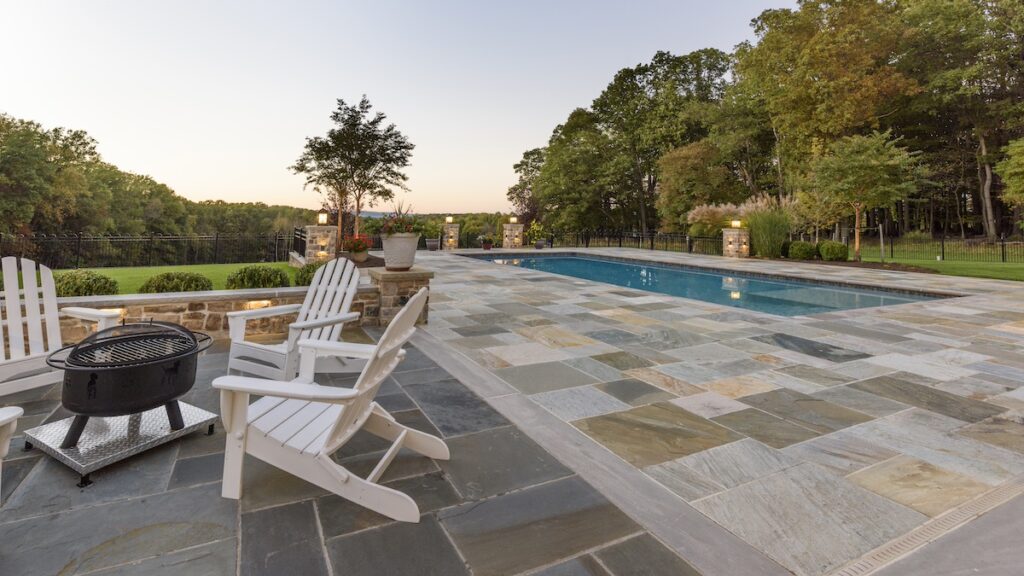 flagstone patio adjacent to pool