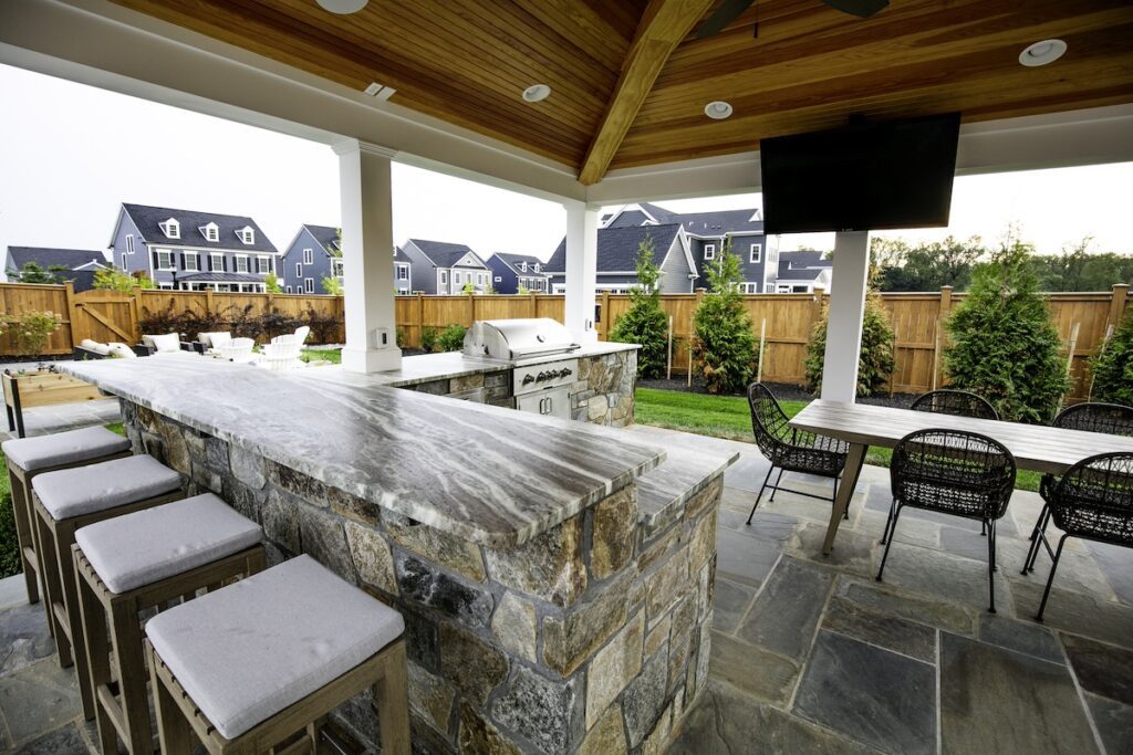 custom pavilion with outdoor kitchen