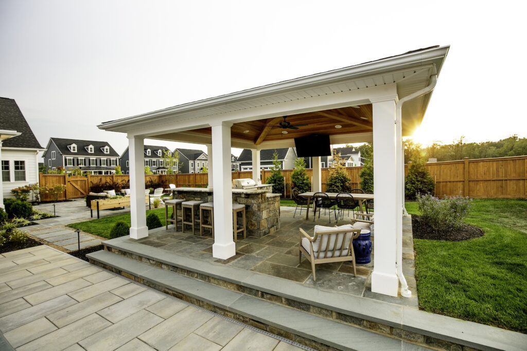 custom pavilion with outdoor kitchen
