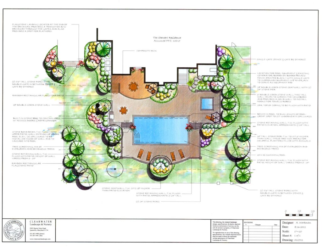 back yard masterplan landscape and pool design