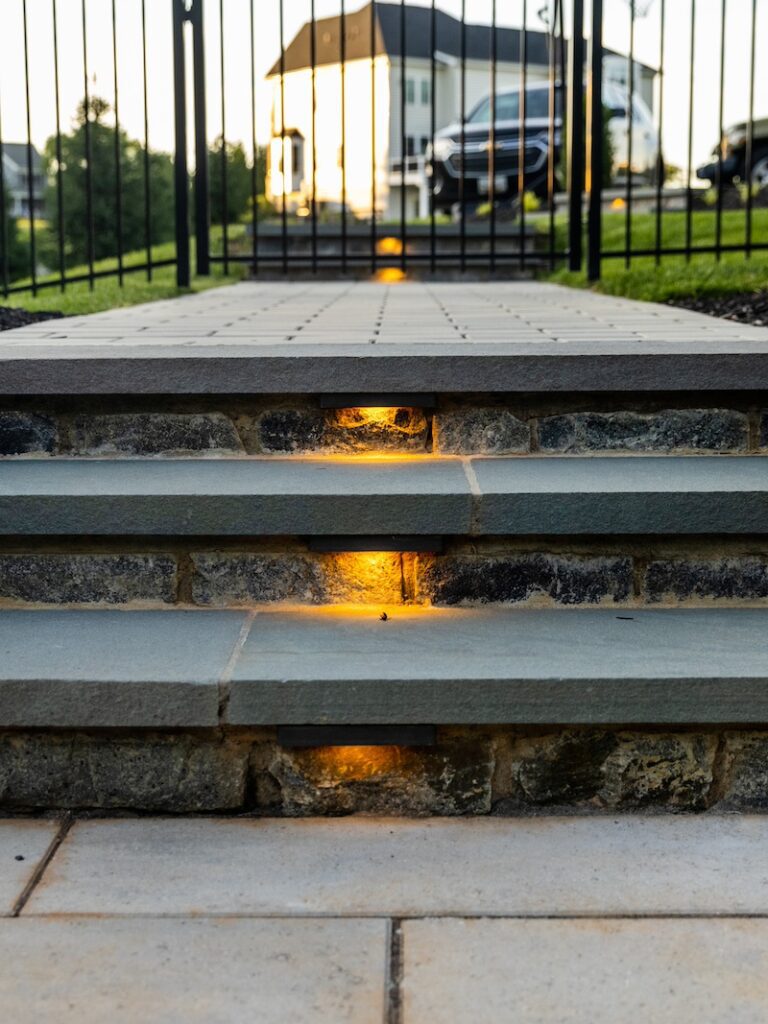stone steps with low voltage lighting