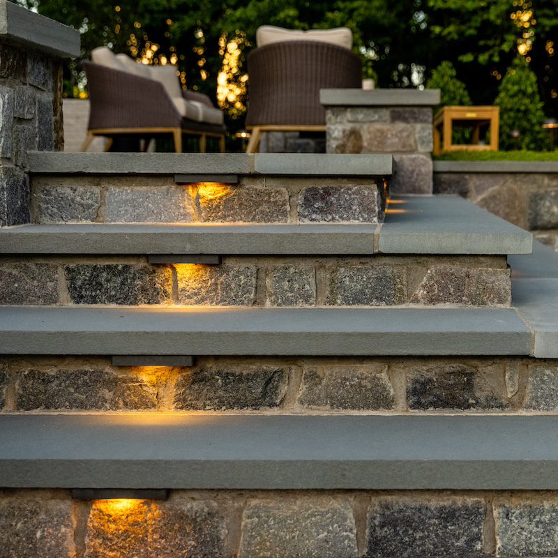 stone steps with low voltage lighting