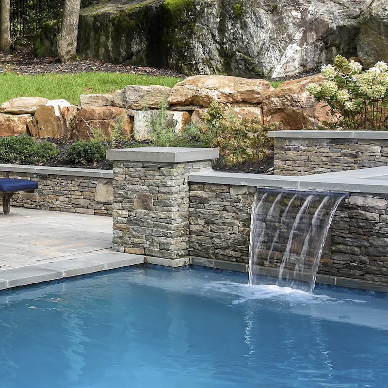 waterfall into pool