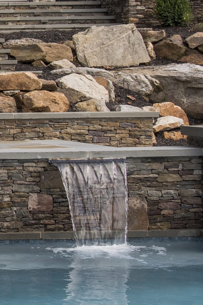 waterfall into pool