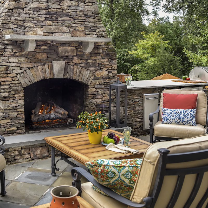 stone fireplace