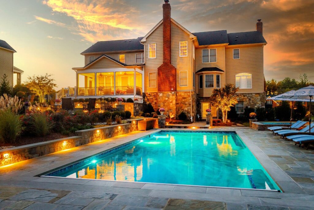 Clearwater Landscape & Nursery Swimming Pool Spa Hardscape Flagstone Landscape Lighting