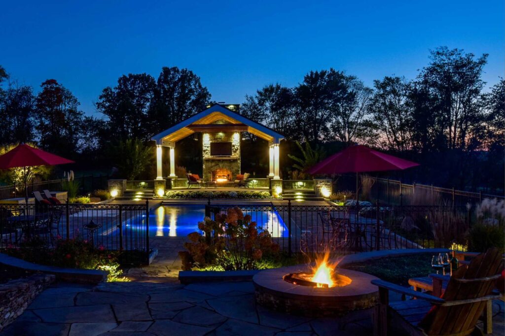 Clearwater Landscape & Nursery Hardscape Flagstone Patio Paver Patio Stone Seat Walls Stone Piers Stone Steps Outdoor Fireplace Outdoor Fire Pit Custom Pavilion Landscape Plantings Landscape Lighting Swimming Pool