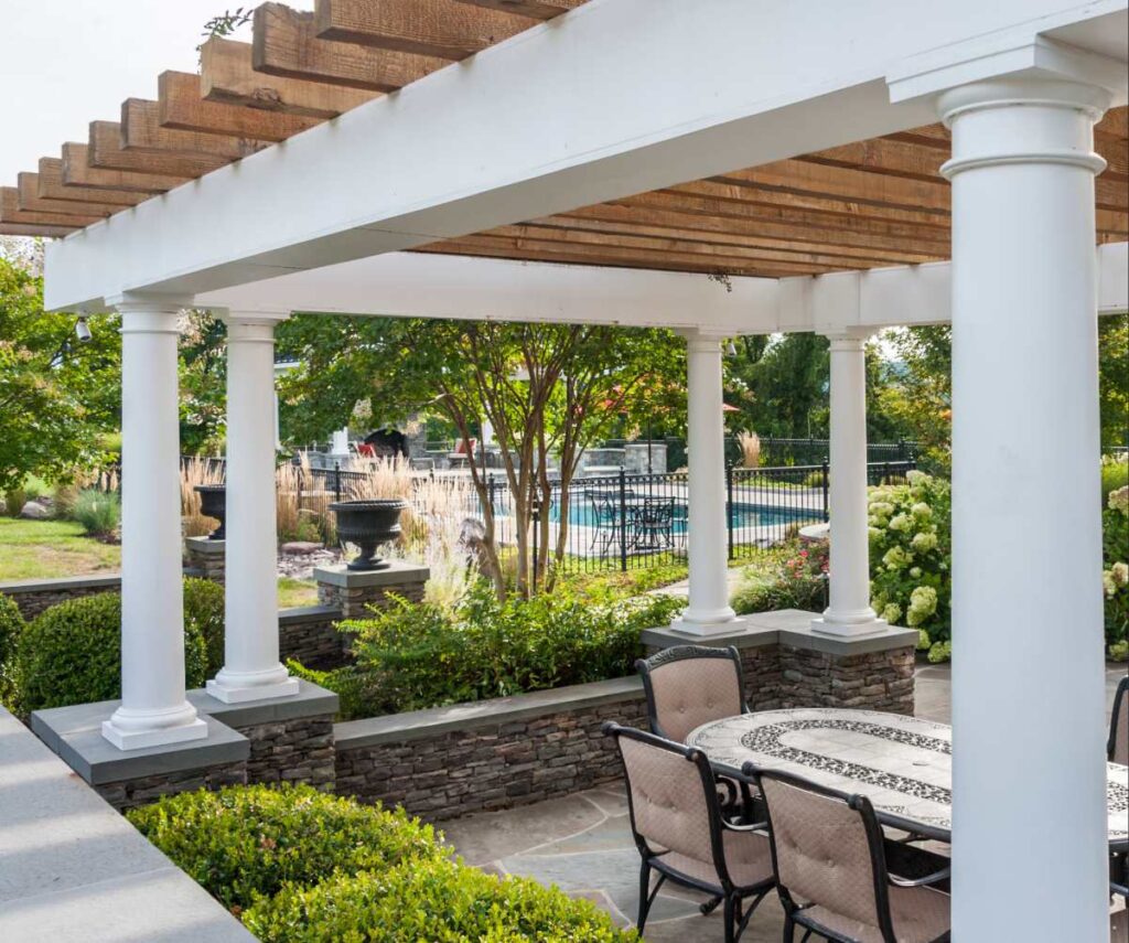 Clearwater Landscape & Nursery Hardscape Flagstone Patio Paver Patio Stone Seat Walls Stone Piers Stone Steps Outdoor Fireplace Custom Pavilion Custom Pergola Landscape Plantings Swimming Pool