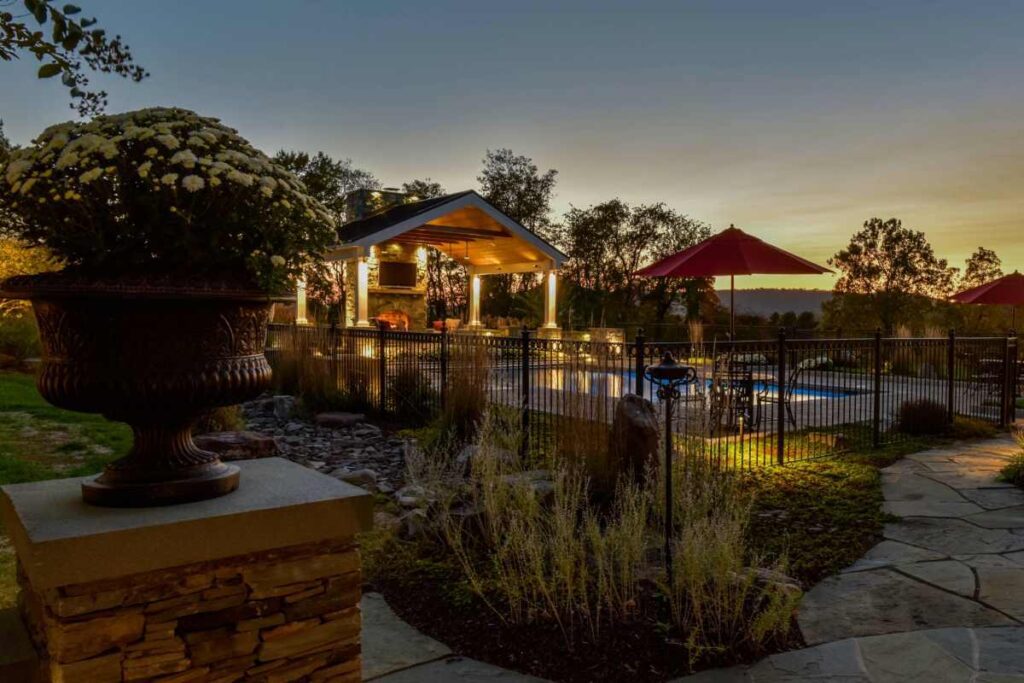 Clearwater Landscape & Nursery Hardscape Flagstone Patio Paver Patio Stone Seat Walls Stone Piers Stone Steps Outdoor Fireplace Custom Pavilion Landscape Plantings Landscape Lighting Swimming Pool