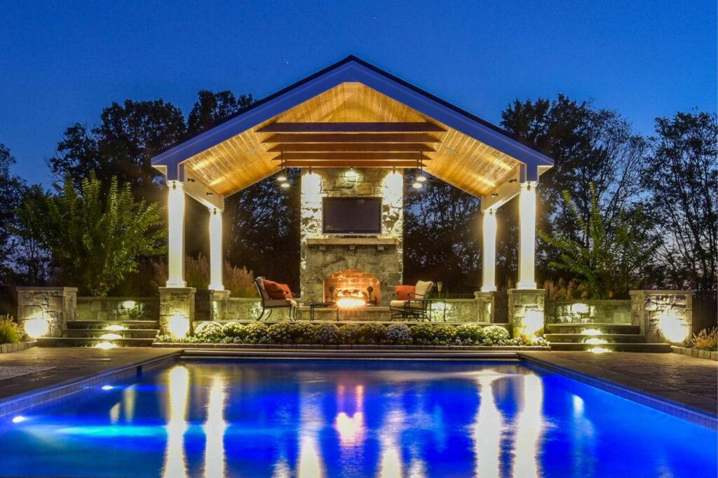 Clearwater Landscape & Nursery Hardscape Flagstone Patio Paver Patio Stone Seat Walls Stone Piers Stone Steps Outdoor Fireplace Custom Pavilion Landscape Plantings Landscape Lighting Swimming Pool