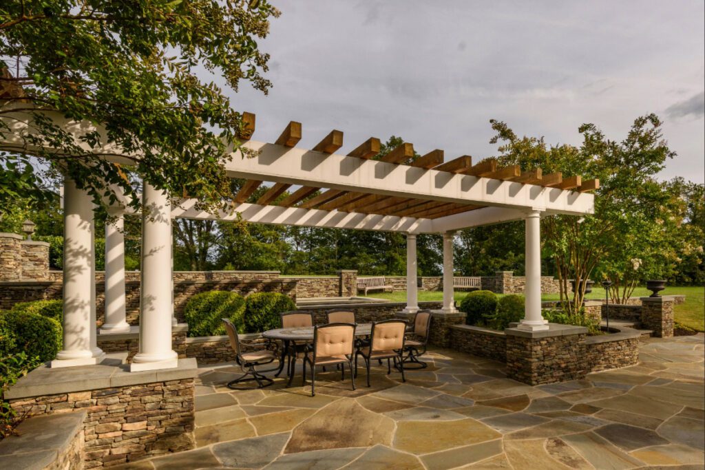 Clearwater Landscape & Nursery Hardscape Flagstone Patio Stone Walls Stone Steps Stone Piers Landscape Plantings Pergola