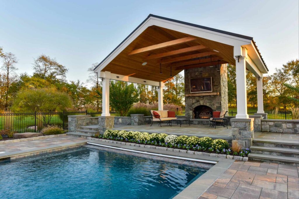 Clearwater Landscape & Nursery Hardscape Flagstone Patio Paver Patio Stone Walls Stone Piers Outdoor Fireplace Custom Pavilion Landscape Plantings Swimming Granite Curbing