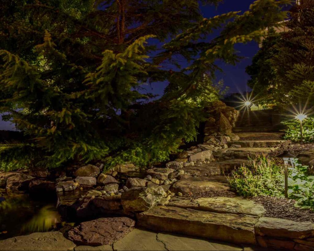 Clearwater Landscape & Nursery Hardscape Flagstone Patio Stone Walls Boulder Steps Landscape Plantings Path Lighting