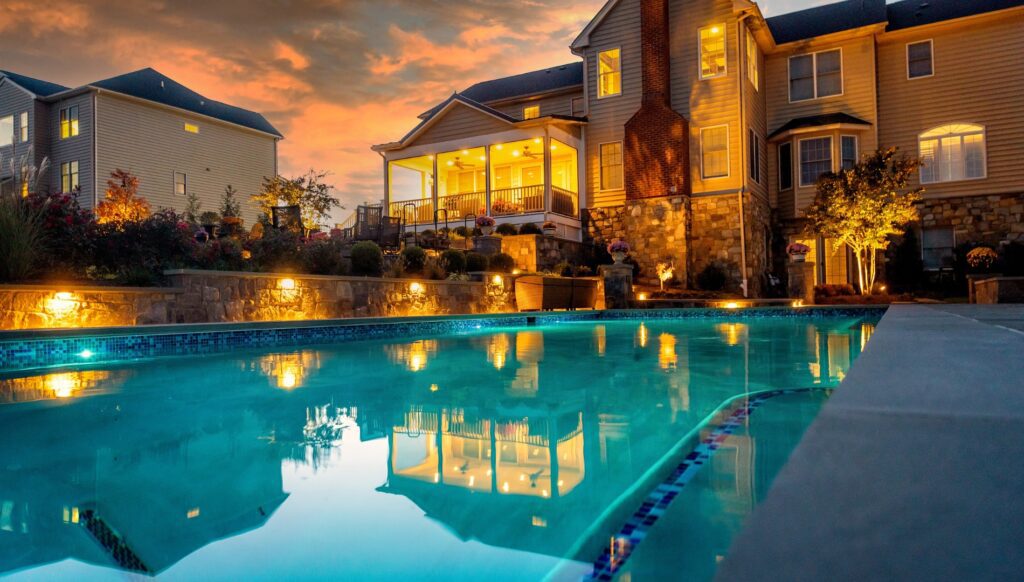 Clearwater Landscape & Nursery Hardscape Swimming Pool & Spa Flagstone Patio Stone Retaining Wall Stone Landscape Plantings Landscape Lighting