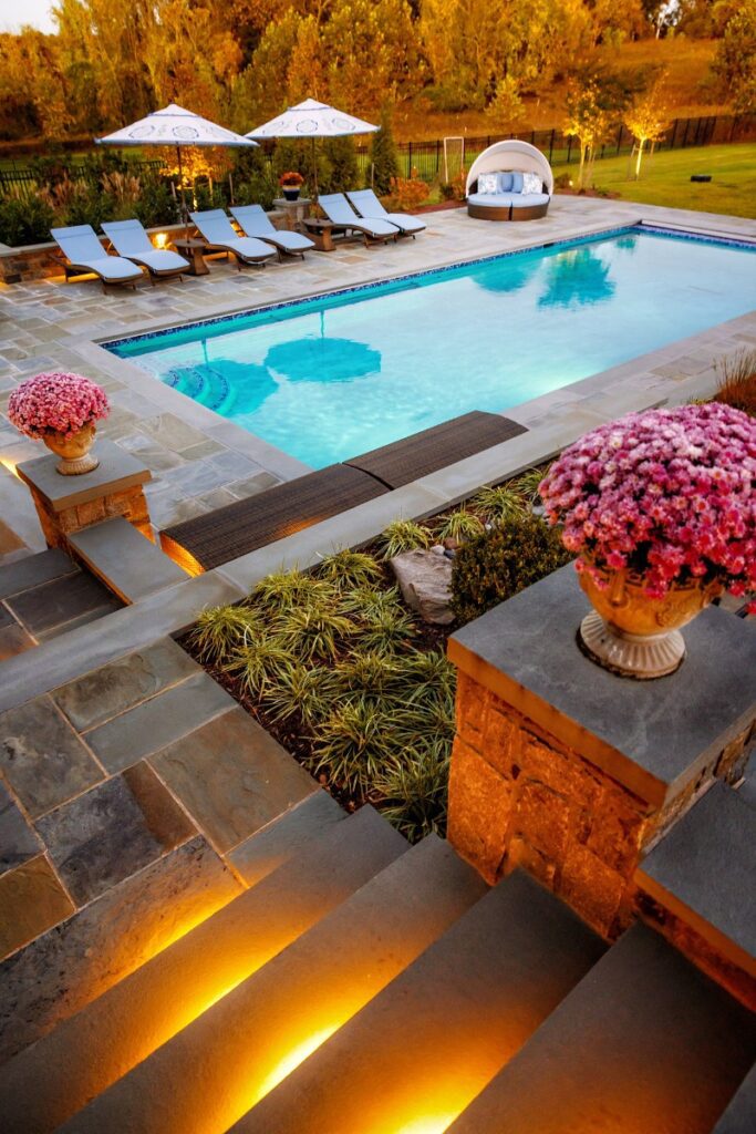 Clearwater Landscape & Nursery Hardscape Swimming Pool & Spa Flagstone Patio Stone Retaining Wall Landscape Plantings Landscape Lighting