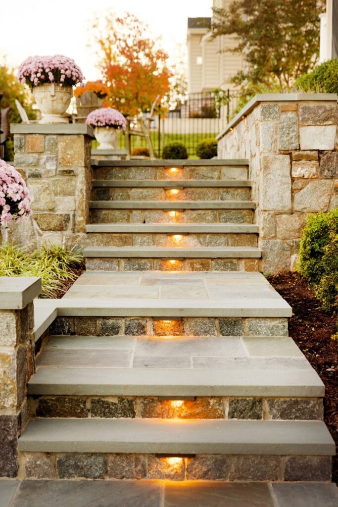 Clearwater Landscape & Nursery Hardscape Flagstone Walkway Stone Retaining Wall Stone Steps Landscape Plantings Landscape Lighting