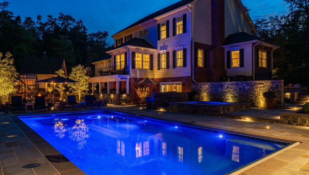 Clearwater Landscape & Nursery Hardscape Swimming Pool & Spa Flagstone Patio Stone Retaining Wall Landscape Plantings Landscape Lighting Custom Deck