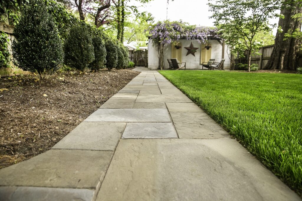 Flagstone Walkway to Rear Yard Turf Maintenance
