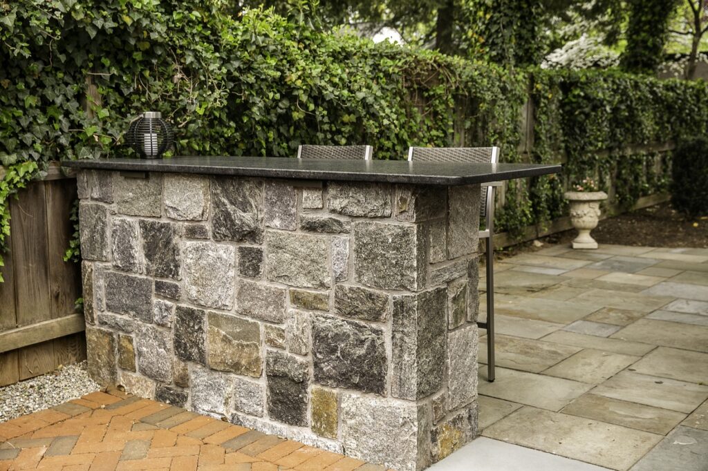 Stone Bar on Flagstone Patio in rear yard
