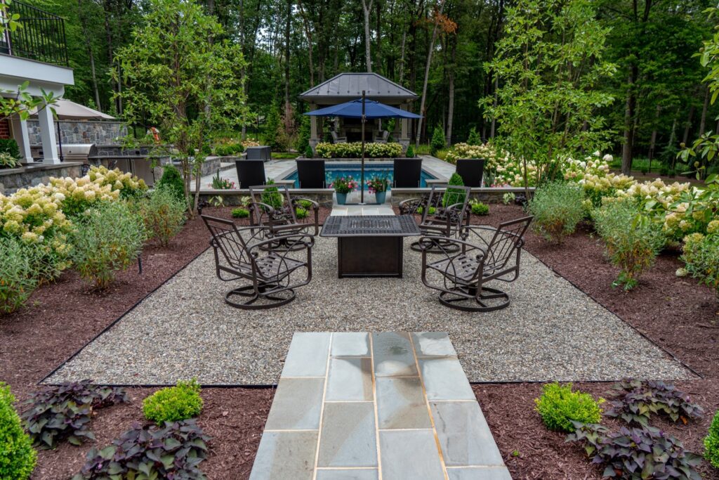 Decorative Delaware River Jack Gravel Patio Landscape Plantings