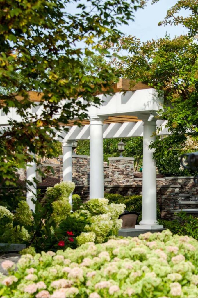 pergola and landscape plantings