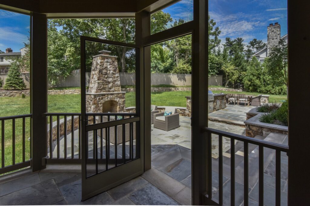 outdoor stone fireplace