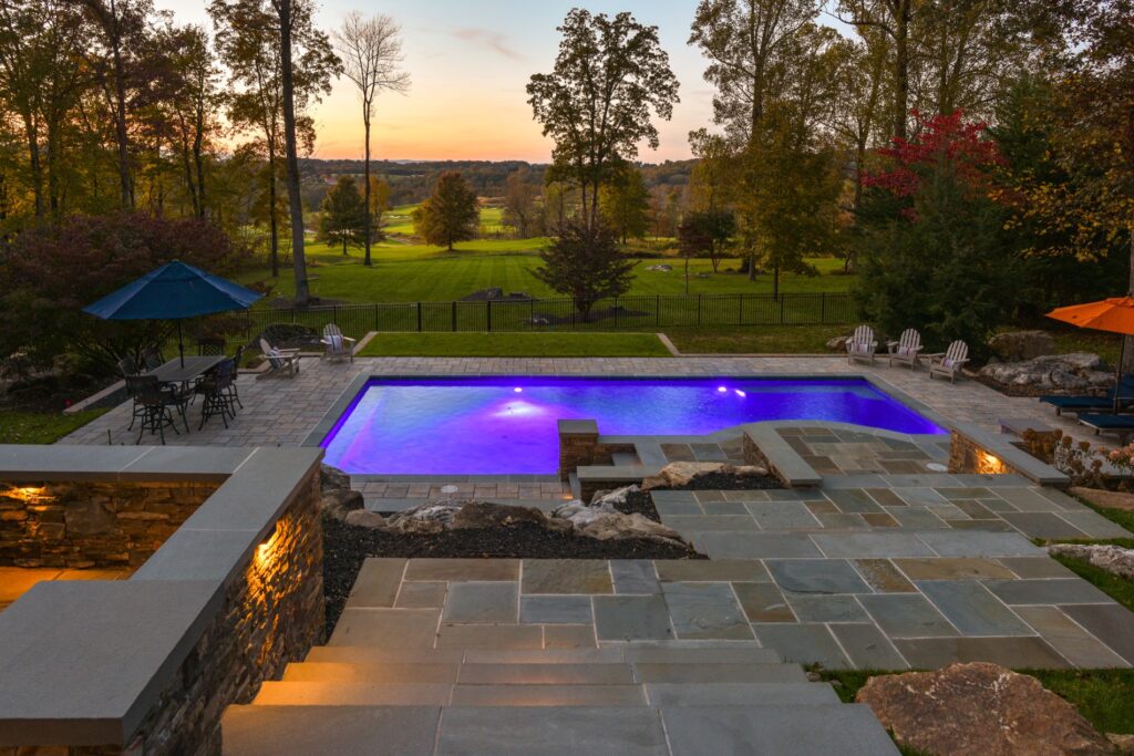 Swimming pool in rear yard