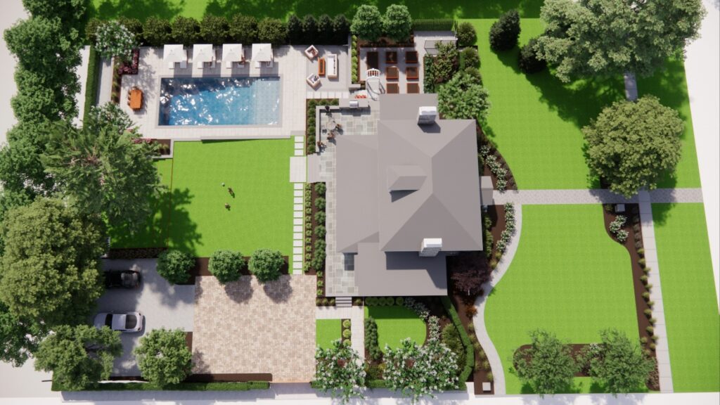 Aerial Rearyard View Clearwater Landscape & Nursery 3D Model Design Masterplan Aerial View