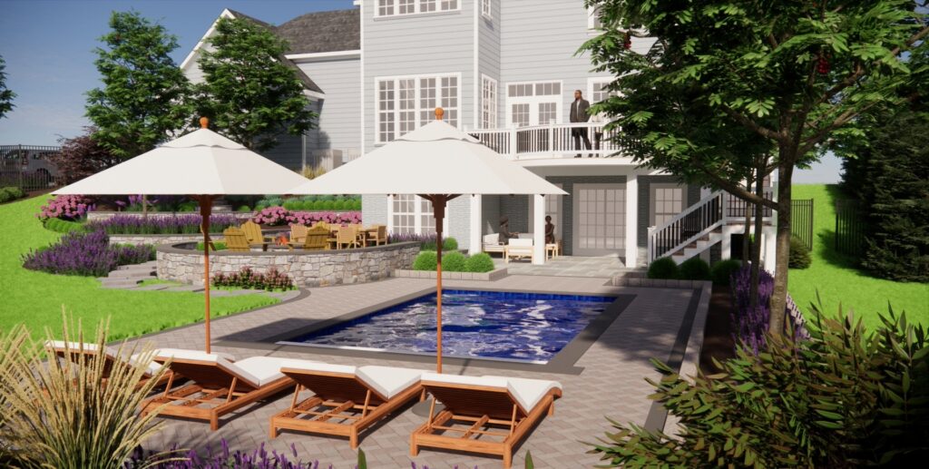 Clearwater Landscape & Nursery 3D Model Design Chase Lounges to Pool View