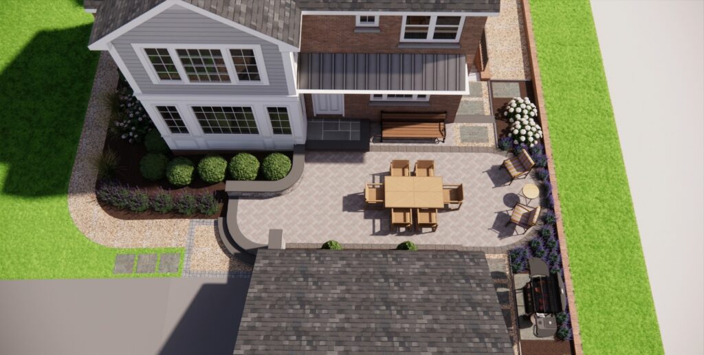 Clearwater Landscape & Nursery 3D Model Design Aerial Small Patio View