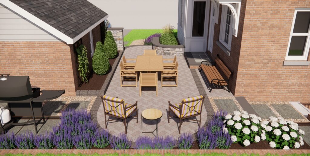 Clearwater Landscape & Nursery 3D Model Design Aerial Small Patio View