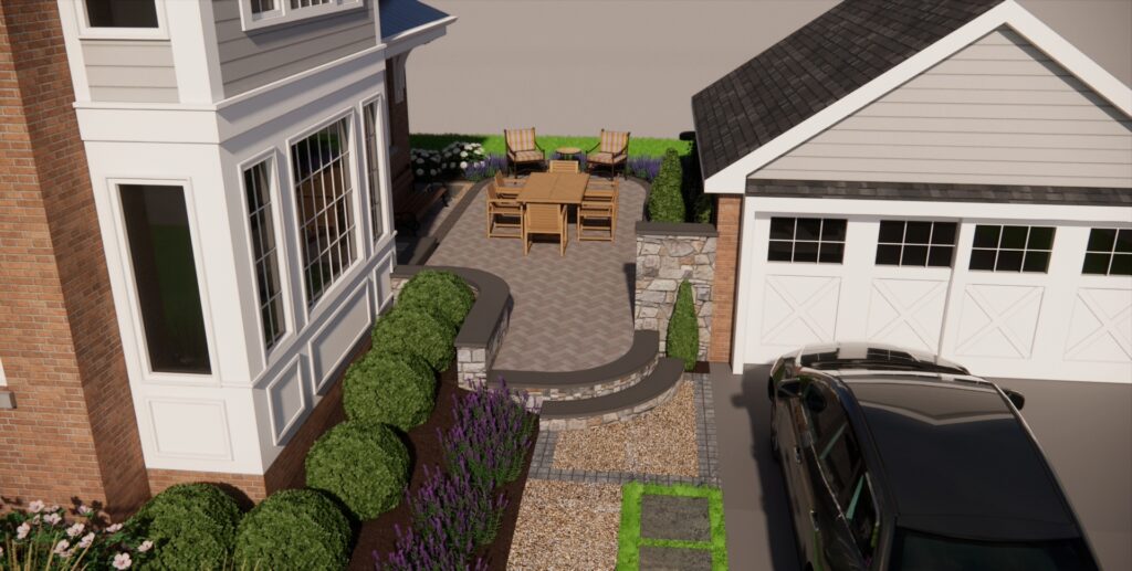 Clearwater Landscape & Nursery 3D Model Design Aerial Small Patio View