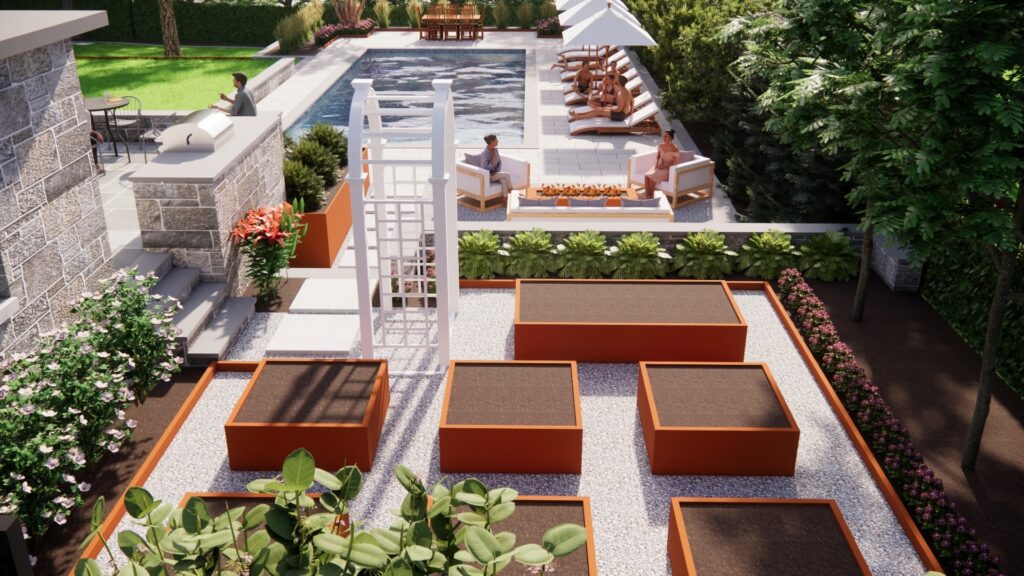 Garden Planter Boxes View Clearwater Landscape & Nursery 3D Model Design Corten Planters to Pool View