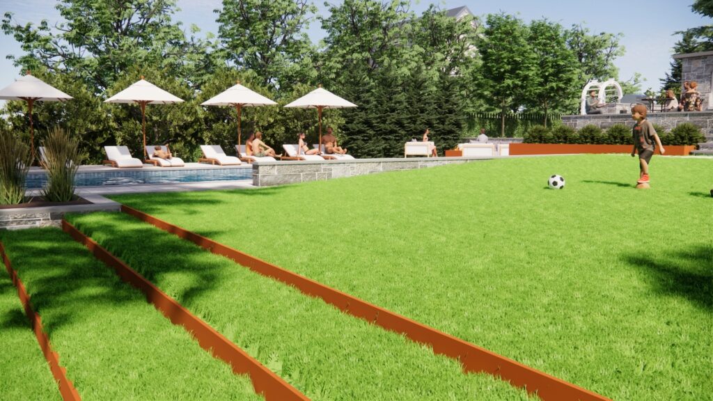 Clearwater Landscape & Nursery 3D Model Design Turf Area View Pool
