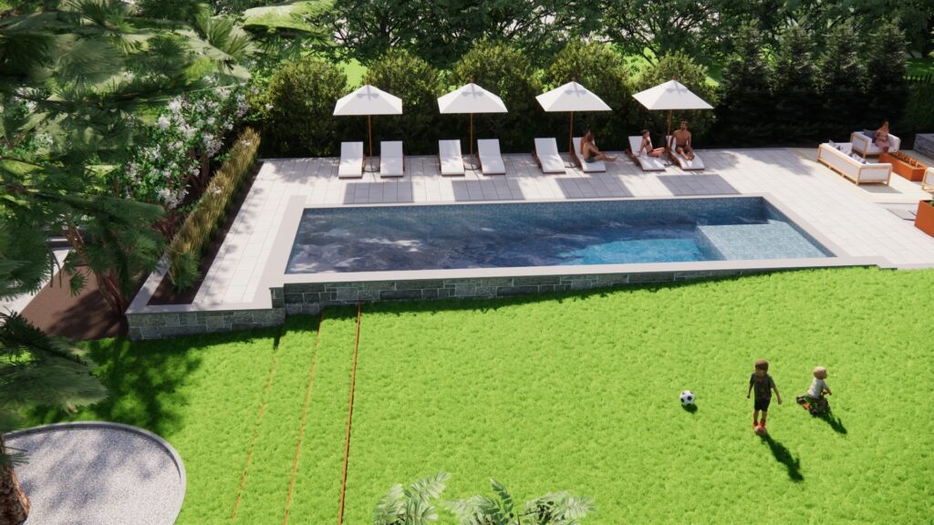 Clearwater Landscape & Nursery 3D Model Design Aerial View Pool